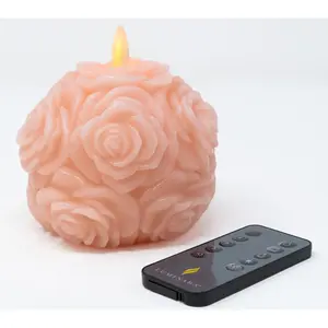 Luminara Carved Floral Figural Candle with Remoe