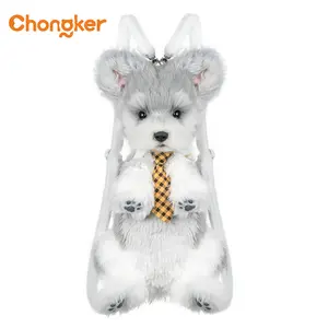 Realistic Schnauzer Dog Plush Backpack | Handmade by Skilled Artisans | Cute & Functional | Gift-Ready Packaging | Must-Have for Dog Lovers