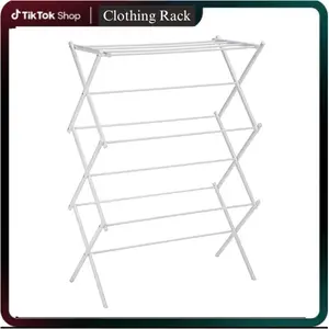 4 Tier Foldable Portable Laundry Rack for Air Drying Clothing, Indoor Outdoor Use - 14.5" D x 29.5" W x 41.8" H, White