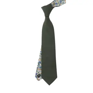 TIE MOOD Dakota Olive Green Solid Necktie, Bow Tie & Pocket Square Collection