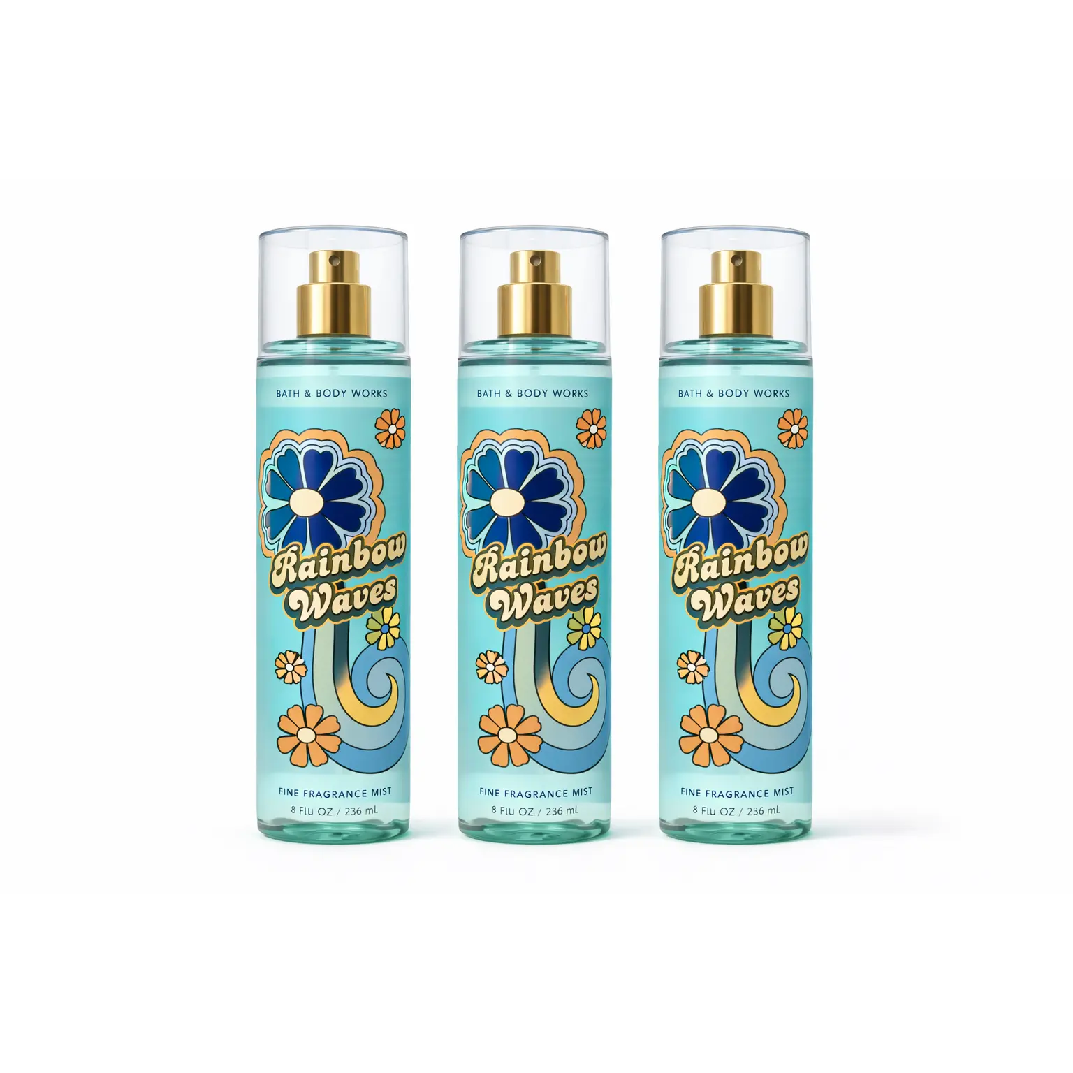 RAINBOW WAVES Bath & Body Works Fragrance Mist 3-Pack – 8 oz Each