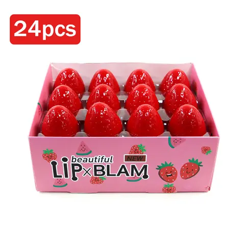 QIUFSSE 24PCS Strawberry Lip Balm Set - Portable Stick Form All-in-1 Kit for On-The-Go & Sharing, Waterproof Tint, Alcohol-Free, Long-Lasting, Smudge-Proof, Brightening, Hydrating Moisturizing Lip Care Product