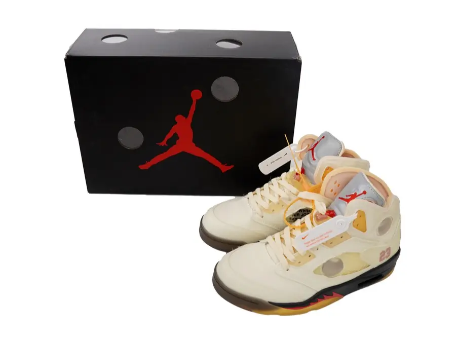 Off-white deconstructed spliced high-top air cushion basketball shoes, unisex trendy vintage co-branded casual sports shoes