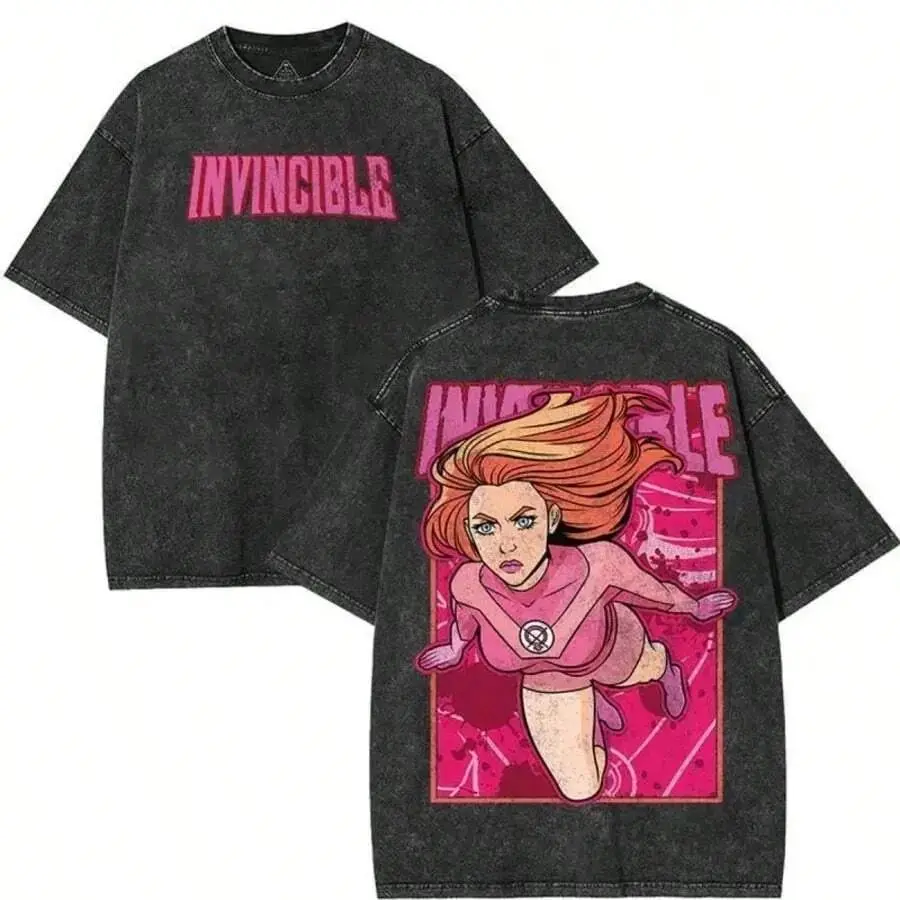 Atom Eve From Invincible Tee, Comics T-Shirt, TV Show Comics Washed Tshirt Heavyweight Cotton Streetwear Graphic Vintage Tees Men Gift Oversized Top