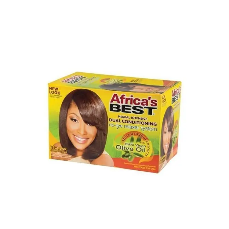 Africa’s Best Dual Conditioning No-Lye Relaxer Kit - Regular Strength, Extra Virgin Olive Oil Formula, Bleach-Free, Natural Hair Shampoo & Conditioner, Haircare Oil Rescue Set, Soft And Silky