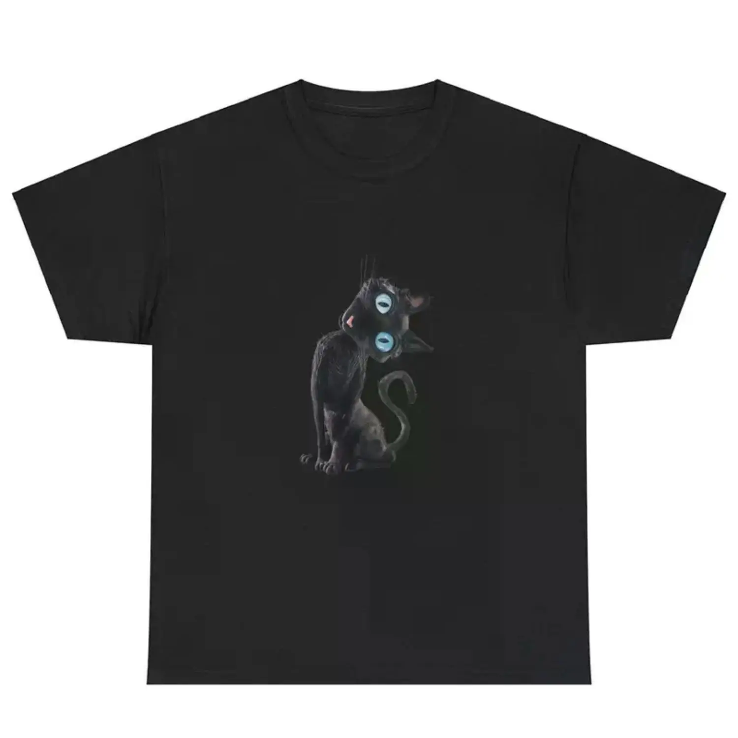 Coraline-Inspired Black Cat Women's Vintage Movie Tee - Perfect for Cat Lovers - Crewneck Fabric, Available in Regular Sizes (Refer to Size Chart)