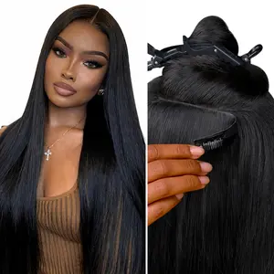 LASHEY Top-Quality Invisible Clip-Ins, 100% Virgin Human Hair Extensions with Seamless Invisible Hairline | Yaki Straight, Body Wave, Kinky Curly, Silky Straight & Kinky Straight | 14–24 Inch [2026 US Spring Glow Up Campaign]