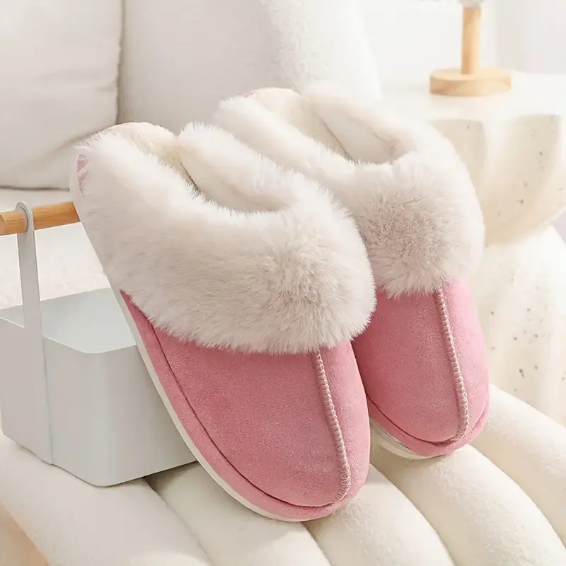 suede  slippers-Women's Cotton Slippers Cozy Memory Foam Slippers Anti-Skid Rubber Sole Fuzzy Slippers Comfortable Warm Scuff Slippers Slip on Winter with Non-Slip Indoor Outdoor Suitable For Women Girl Flipflop warm walking shoe genuine