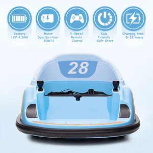 12V Kids Ride On Bumper Car Electric Vehicle for Toddlers Ride on Toy Bumping Car with Remote Control,Battery Display,360°Spin,LED Lights,MP3,USB,Orange