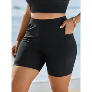 BLOOMCHIC Plus Size High-Waisted Swim Shorts with Pockets, Plus Size Swimsuits [M-6X] 2026 Summer Vibes Swimweek