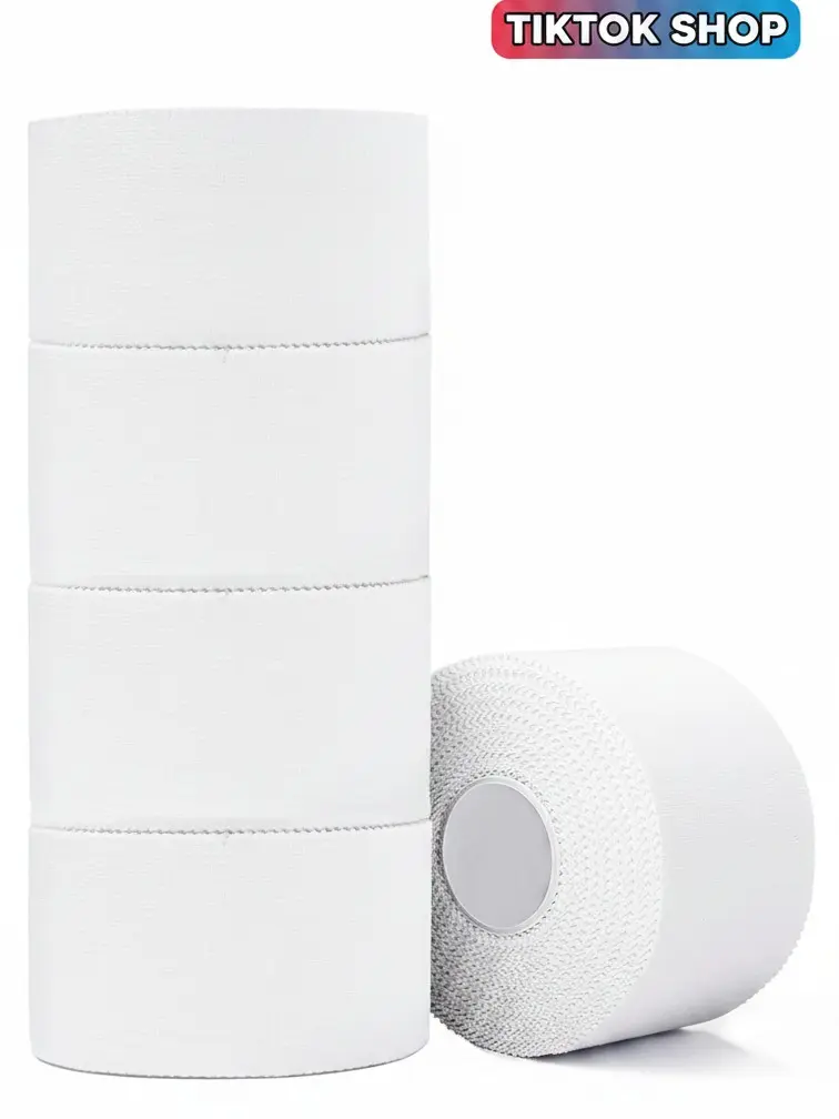 Athletic Tape,5 Pack White Sports Tape,Very Strong No Sticky Residue Wrist Ankle Tape for Gymnastics Boxing Lacrosse Climbing Hockey Bat Volleyball Tape