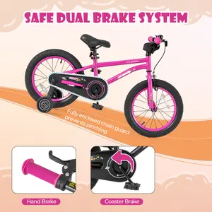COSTWAY - 16-Inch Kids Bike for 4-7 Years Old Adjustable with Removable Training Wheels-16 inches