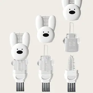 1pc Rabbit-Themed 4-in-1 Multifunctional Cleaning Brush - Plastic, Reusable with Handle for Kitchen, Cup, Bathtub, and Bottle Cleaning, Gap Detailing, No Electricity Needed, Bottle Cleaner Brus
