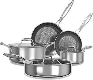 COOKER KING Cookware Set  Nonstick Tri-ply Stainless Steel Pots and Pans Set, Induction Ready Frying Pans, Saucepans, Saute Pan & Stock Pot
