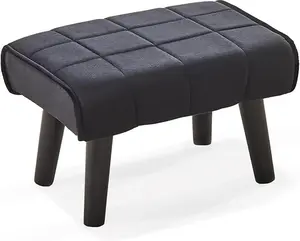 Small Foot Stool Ottoman Modern Accent Step Stool Seat with Solid Wood Legs Velvet Soft Padded Pouf Ottomans Sofa Footrest Stools 16 inch for Couch Living Room Entryway
