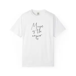 Music is the Answer script text T-Shirt | Typography Tee