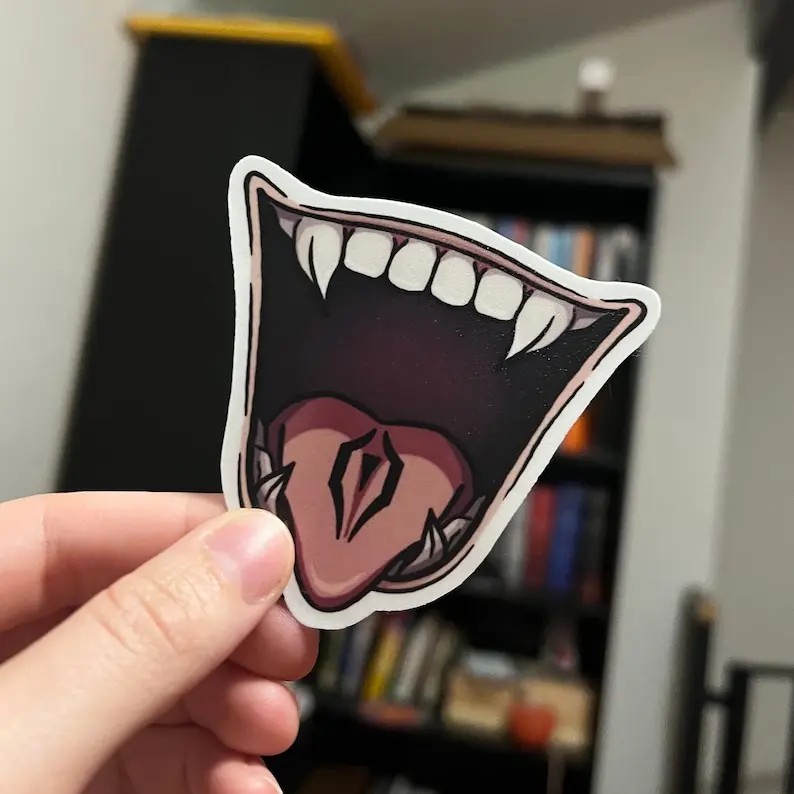 (100% in stock)Sukuna Mouth, jujutsu Kaisen - Laminated Vinyl Sticker - Hand Made - Hand Drawn