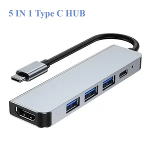 5-In-1 Multiport Adapter USB Hub, 4K HDMI, 3 USB Ports, Type-C 100w Fast Charging, Laptop & Tablet Charger, Versatile Connectivity Solution