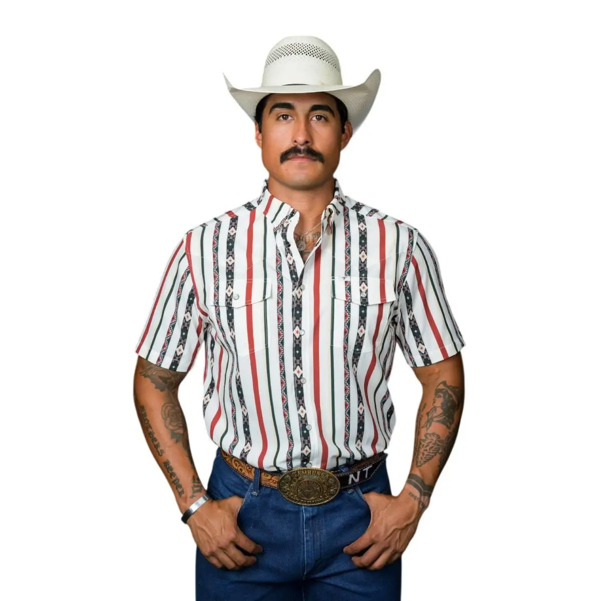 Ferrell Men's The Post In Green Short Sleeve Snap Shirt