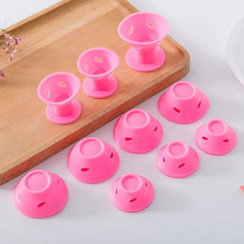 Silicone Gel Curlers Bell Curler Mushroom Curler Lazy Sleep Hair Curlers Maiseer Same Style Haircare Heatless Pink (10 One)