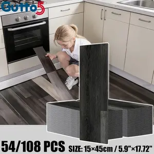 54/108 Pieces Retro Wood Grain Peel and Stick Floor Tiles, Waterproof and Durable Vinyl Flooring for Kitchen Living Room Bathroom Office, Easy DIY Installation and Home Renovation, Waterproof PVC Material-Gutto5