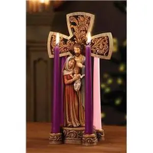 Christian Brands B4131 14 in. Traditional Religious Holy Family Advent Wreath, Candle Holder Decor, Christmas Gift for Home Supplies