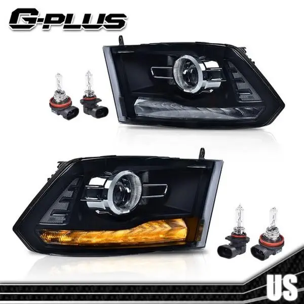 G-PLUS LED Headlights for Car, Pair Set for 2013-2018 Ram Trucks 1500/2500/3500, LED DRL Projector Headlight Assembly (Driver & Passenger Side, Smoke Black)