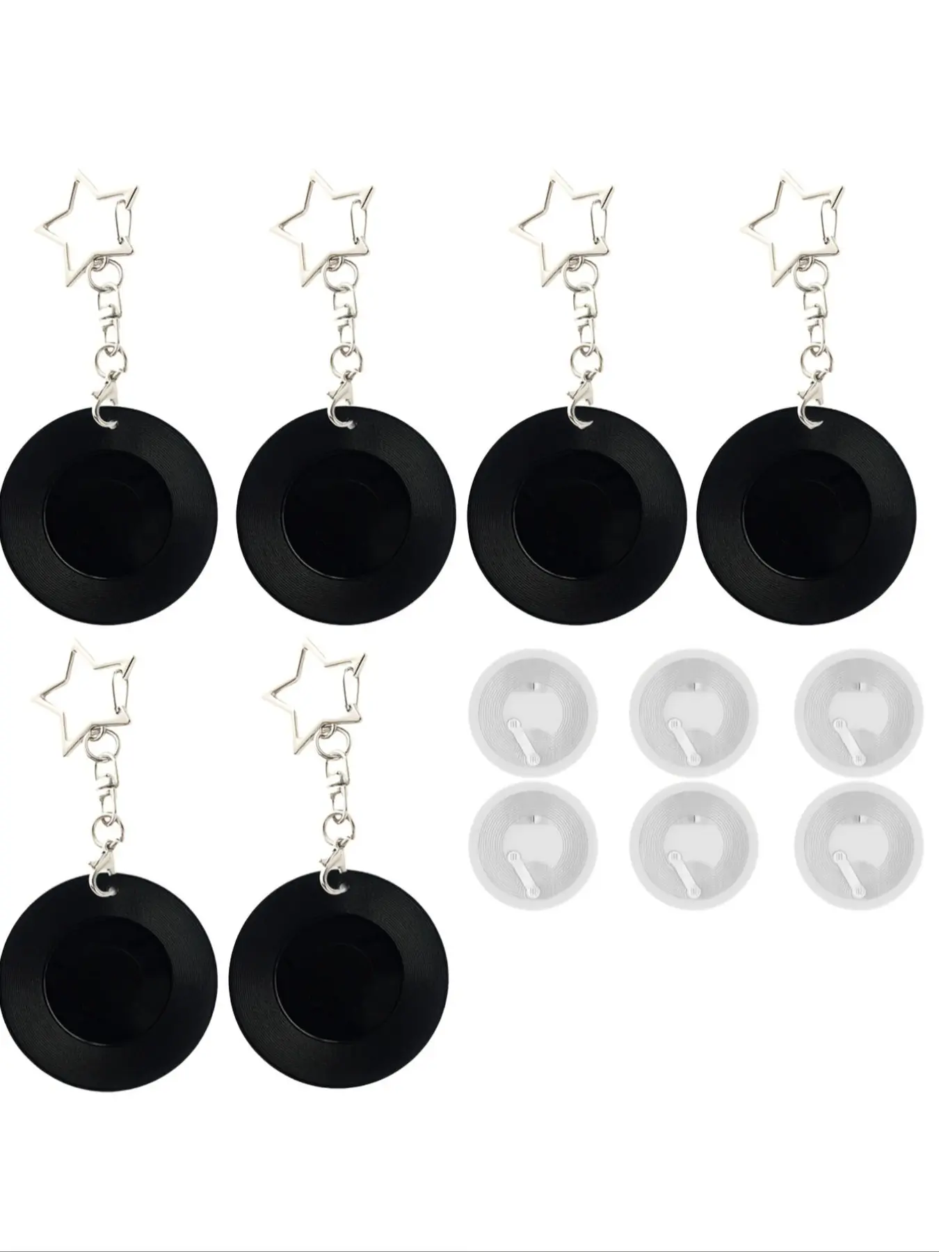 Mini Vinyl Record Keychain with NFC, Music Keychain, Kpop Fan Gift, Yk2 Bag Decor, Cute Star Buckle Backpack Jewelry, Keychain for Bags, Vinyl Keychains, Round