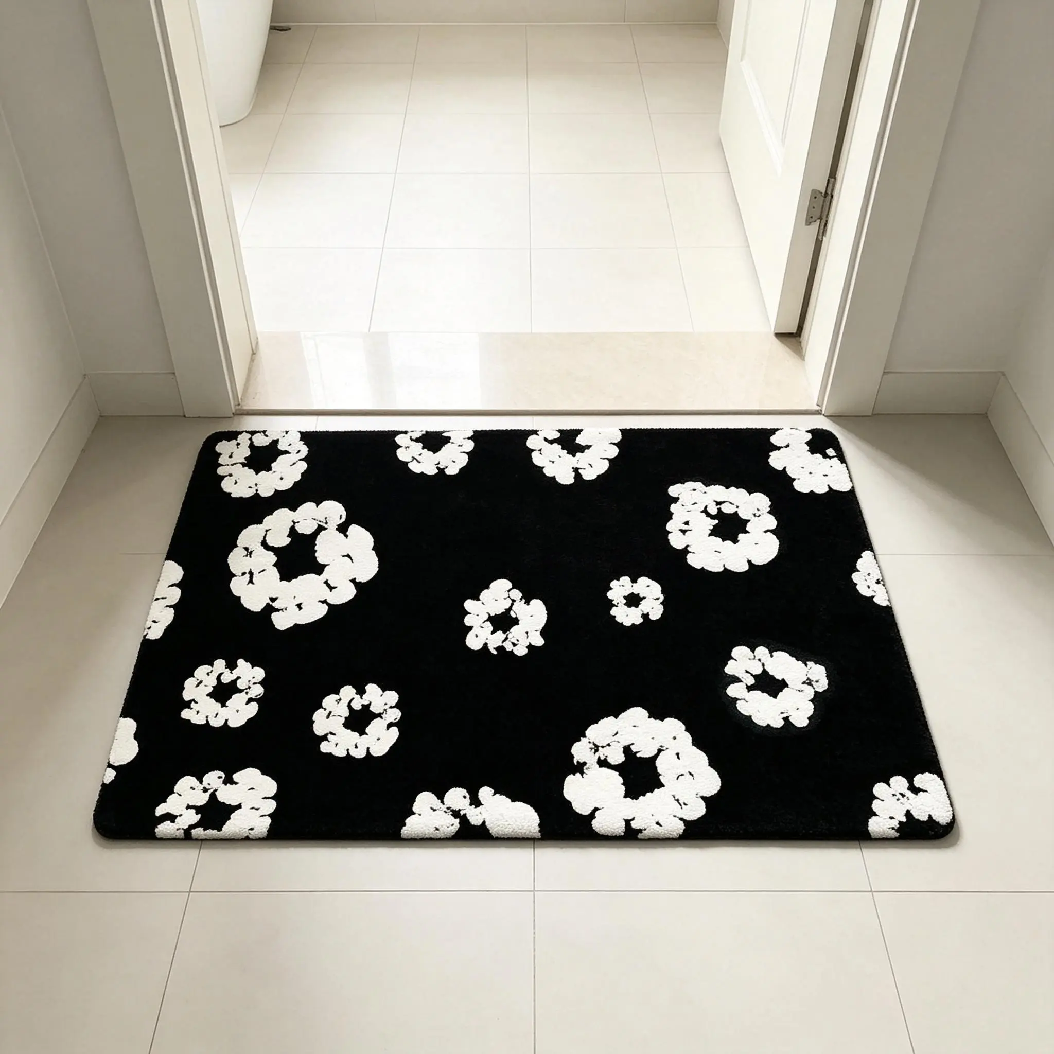 Streetwear brand distressed denim rug, non-slip soft flannel carpet, indoor doormat, non-slip doormat, soft, absorbent and durable rug, suitable for living room, hallway, entrance and other home decoration, everyday indoor decorative rug #GlobalSelection