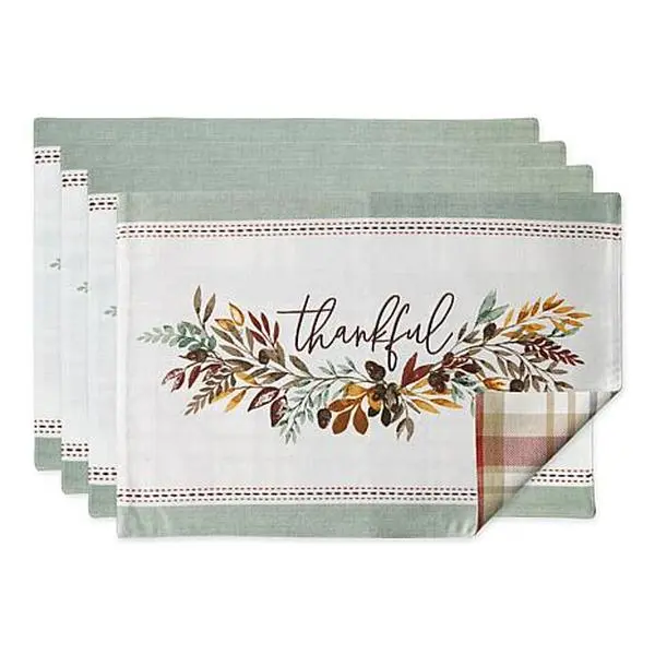 Design Imports Thankful Reversible Embellished Placemat Set of 4