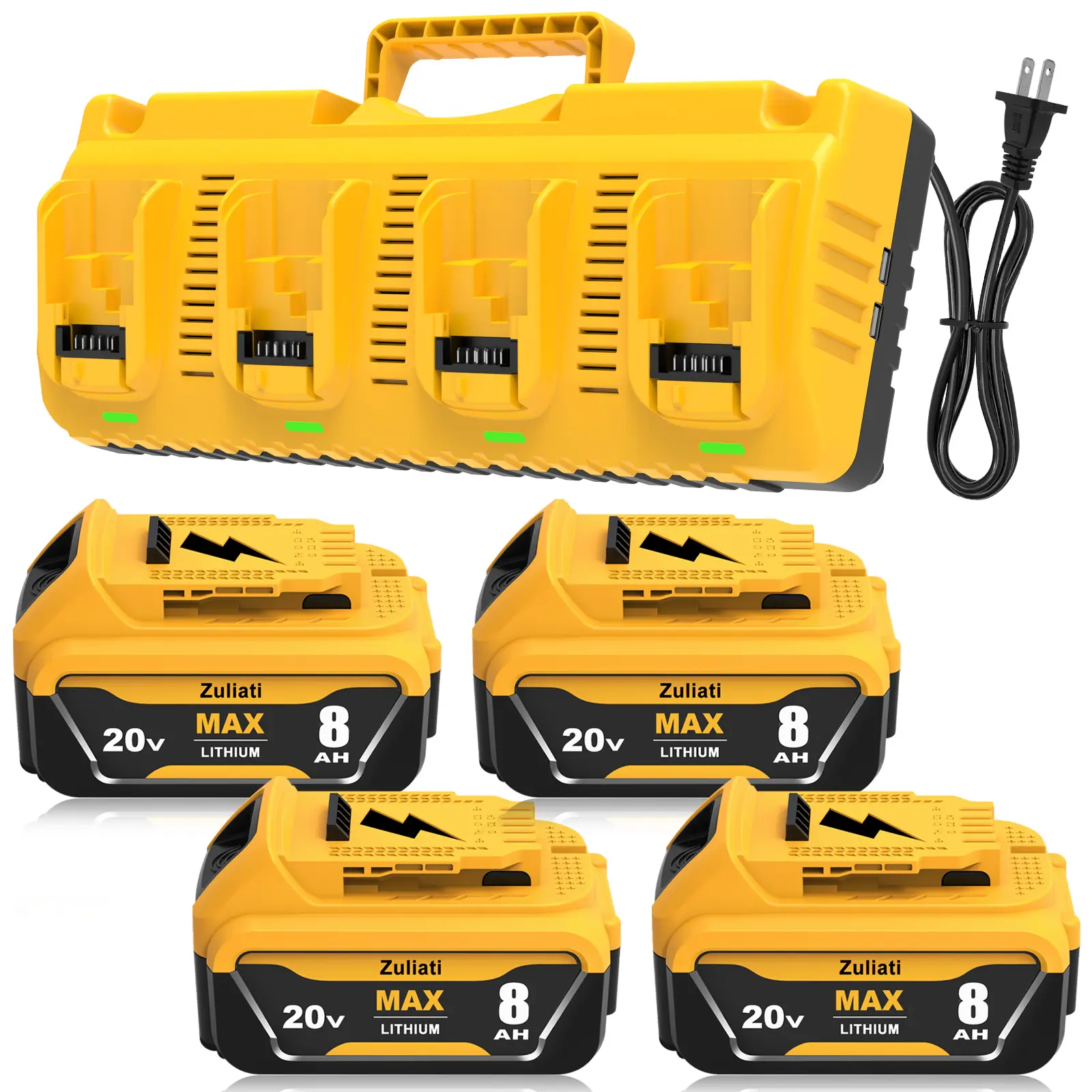 8.0Ah (8000mAh) Lithium High-Capacity Cordless Drill Battery Replacement for Dewalt 20V Max Tools, Compatible with DCB206 Series, DCB203, DCB201, DCB204, DCD985B, DCD771C2, DCS355D1 Power Tool Models