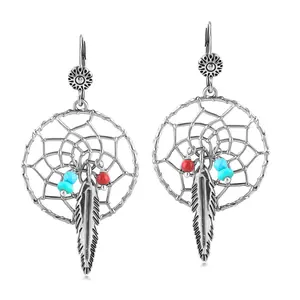 American West Sterling Dreamcatcher Gemstone Earrings