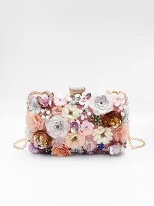 Handmade Beaded Embroidered Floral Clutch Bag, Woman Handbag, Floral Embellished Purse, Elegant Stylish Purse, Elegant Evening Accessory, Christmas Gifts for Her, Luxury Party Purse, Women's New Year Gift, Valentine's Day Present