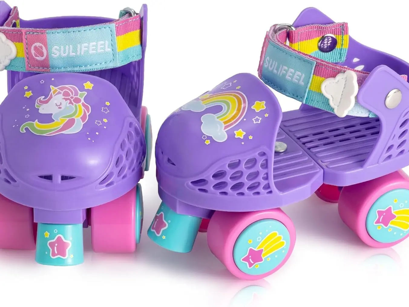 SULIFEEL Kids Adjustable Quad Roller Skates,Toddler Beginner Roller Skates for Girls and Boys Age 2-5 Years Old