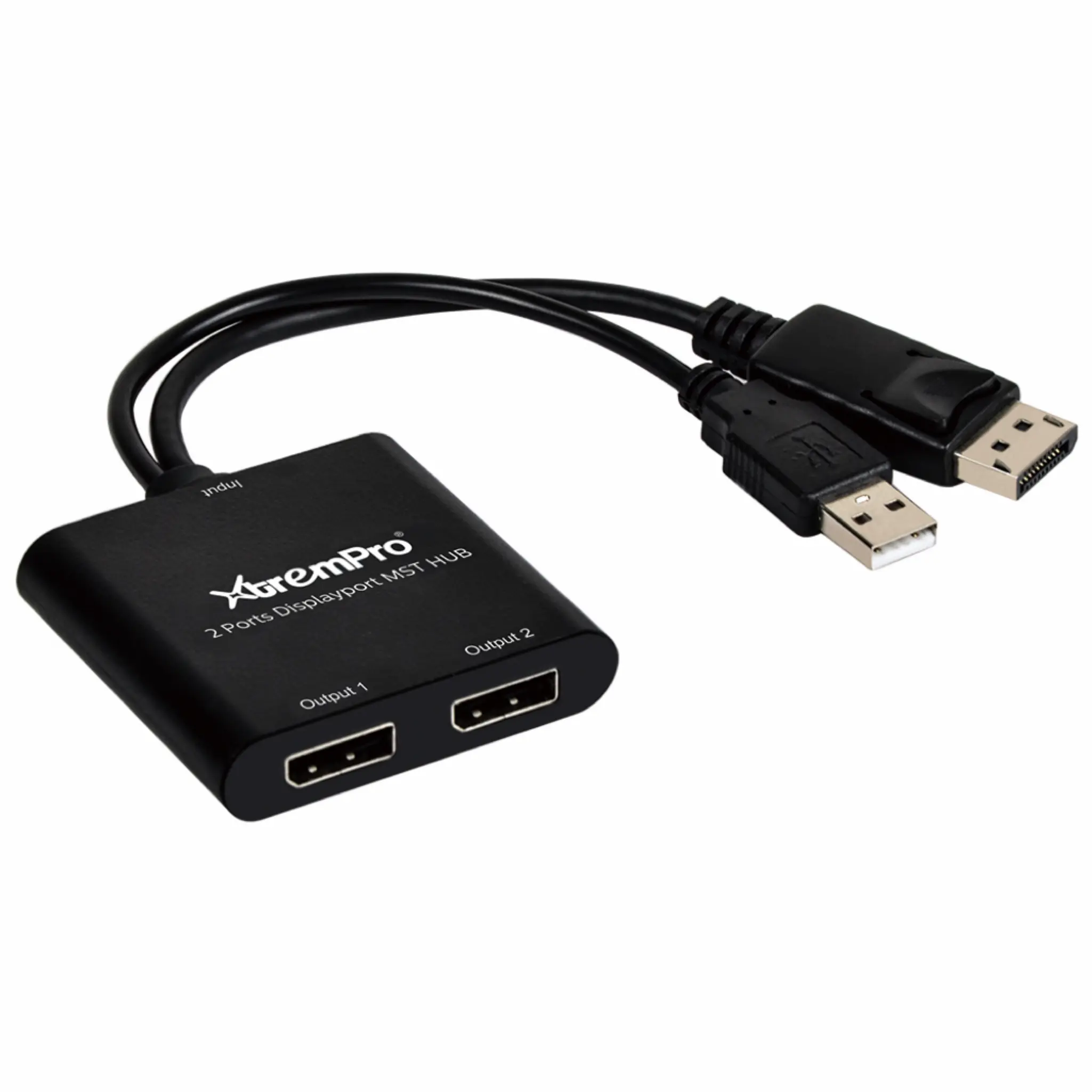 XtremPro DisplayPort Splitter 2 Port MST Hub, DP 1.2 to Dual DP Adapter, Support 4K@30Hz, Extend/Duplicate Display for PC Laptop Graphics Card