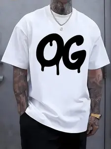 OG Drip Graffiti Graphic T-Shirt, Men's White Streetwear Tee, Trendy Casual Top