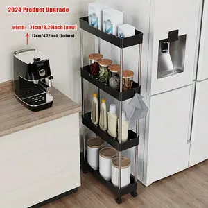 1PC 4-Tier Or 3-Tier Rolling Utility Cart With Wheels,A Narrow Trolley- Convenient Slide-Out Drawers,Bathroom Organizer, And Highly Practical Design - Ideal For Kitchen, Bathroom, And Laundry Room Organization And Storage Outdoor Decor