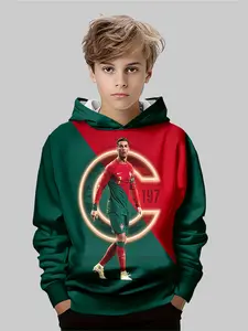 Boys' C Ronaldo Portugal #197 Hoodie, Casual Fitted Design, Fall & Winter Wear, Warm Comfortable Fabric, Durable Material