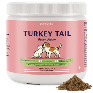 GAZIGAZITurkey Tail+ Grain-Free Dog Food Topper - Bacon Flavor, Probiotics for Lipomas, Immune & Gut Health, Natural Allergy Relief - 120 Servings - Puppy, Adult Dog & Cat Foo