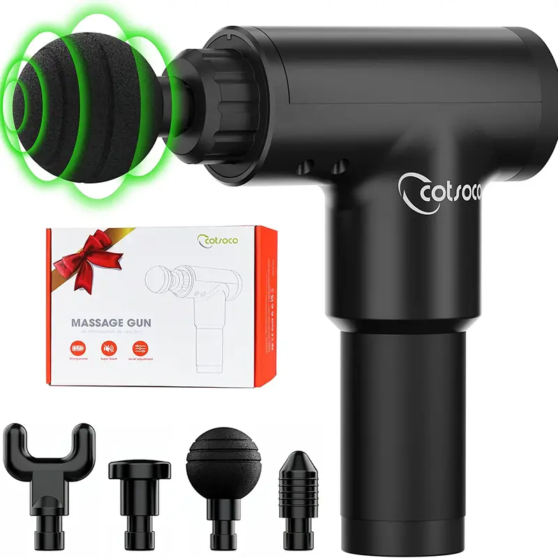 Cotsoco Muscle Massager Gun, Quiet Handheld Deep Tissue Percussion Massager for Back, Neck, Shoulder Pain Relief, 6 Speeds, Battery-Powered, Auto Shut-Off