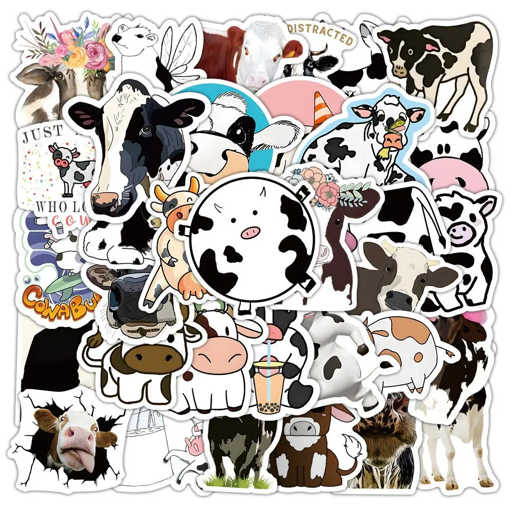 Cute Cow Pattern Sticker, Decorative Sticker for Scrapbook, Diary, Notebook, Water Bottle, Car, Laptop, Phone Case, Sticker Decals, Graphic Decal