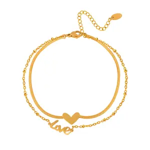 Love Anklet - Perfect for Any Occasion - Fashion Accessory  Layered Initial Anklet christmas gift birthday gift