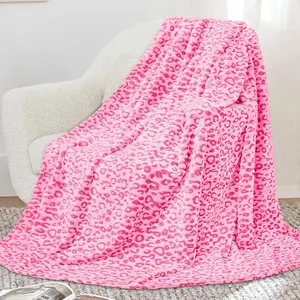 Warm Blanket Pink Soft Fleece Leopard Print Blanket Fuzzy Hot Pink Cheetah Print Throw Blankets for Bed Couch Sofa