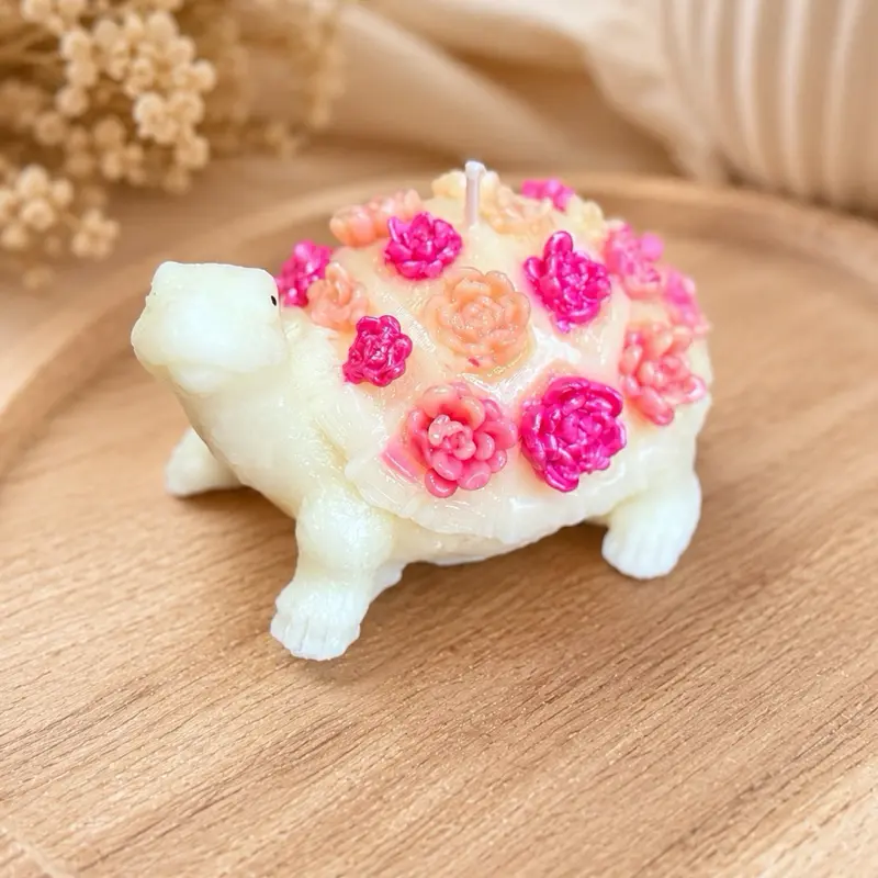 Floral Turtle Soy Wax Candle