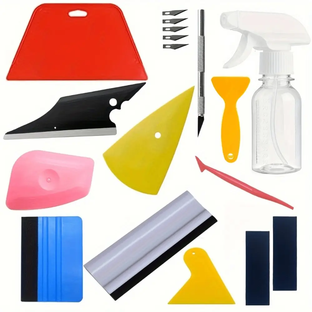Complete Car Vinyl Wrap Kit with PPF Film, Window Tint Tools, Car Detailing Tools - DIY Paint Protection Package Includes Spray Bottle, Felt Squeegee, Knife/Blades & Bubble Remover for Scratch/Bubble-Free Decal Application