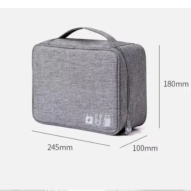 Double Layer Travel Gadget Organizer Electronics Accessories Storage Bag 245mm x 180mm x 100mm for Safe Travel Essentials