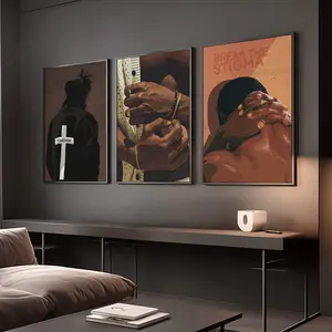 Set of 3 Print Black Man Art, HypeBeast Culture Poster, Masculine Wall Art, Black Man Wall Art Gift For Him, Black Art - No Frame