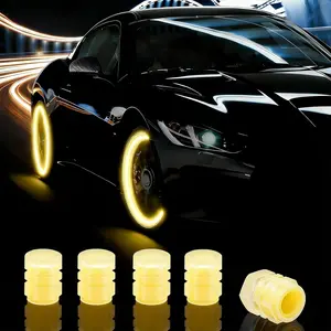 DIBMS 12PCS Fluorescent Car Tire Valve Stem Caps, Auto Corrosion Resistant Wheel Valve Cover, Luminous Illuminated Glow in The Dark, Car Decor Accessories Universal for SUV, Trucks, Car (Yellow1)