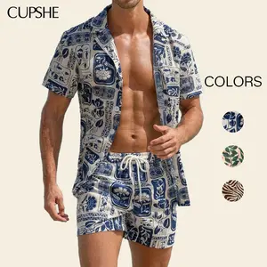 CUPSHE Men's Coastal Terrain Floral Board Shorts with Drawstring Pockets, Tropical Menswear Beachwear Swim Bottoms, Swimmingshorts #tiktokshopmemorialday