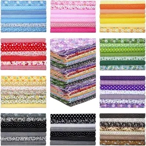 200 Pcs 10 x 10 Inch Cotton Squares for Quilting Fat Craft Quarters Sewing Bundle Squares Precut Printed Patchwork for DIY Craft Scrapbooking Cloth Accessory(Flower)